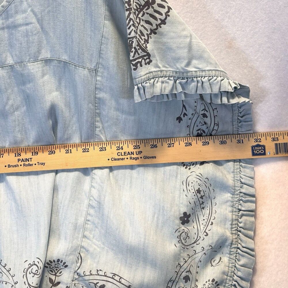 Ariat Eden Poncho Top Blue Chambray Coastal Cowgirl Women’s Size L - Picture 6 of 9